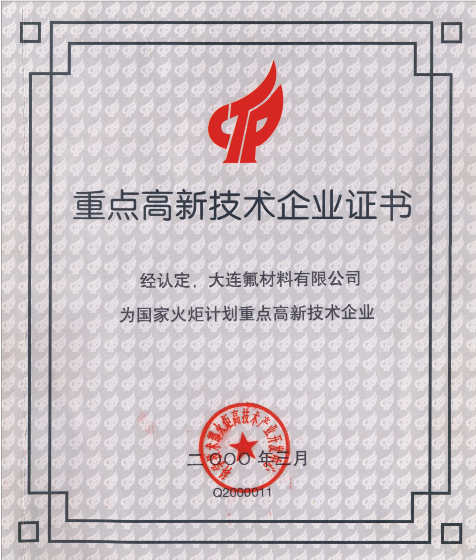 重點高新技術企業證書